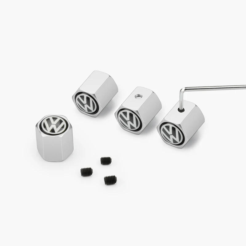 4PCS Car Accessories metal Wheel Tire Valve Caps for VW Volkswagen Golf Polo Passat   Touran Accessories