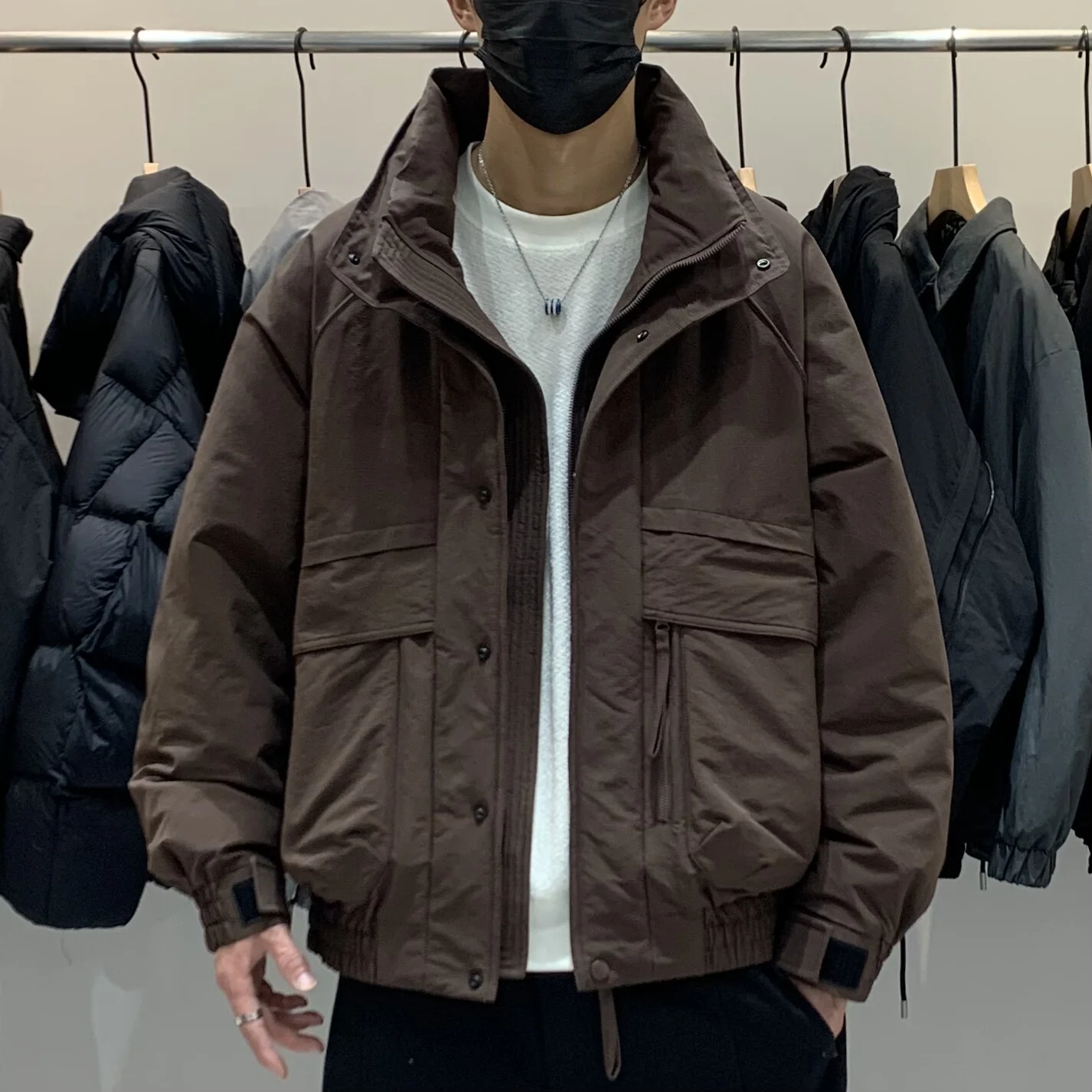 

Men's Winter Puffer Jaet Stand Collar Casual Warm Trendy Japanese Sle Faion Simple High-End Feeling Leisurely Polyester...