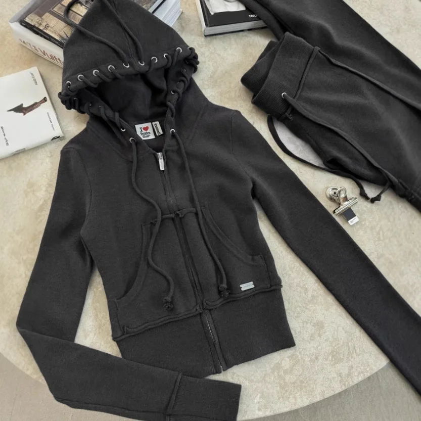 

Новое поступление, женский модный повседневный открытый кардиган с капюшоном, длинные брюки све, комплект, удобная дышащая застежка-молния, четыре...