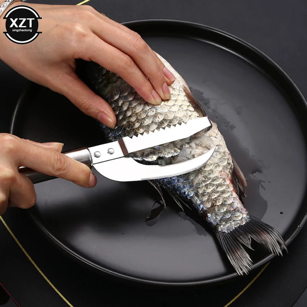 NEWEST Stainless Steel 3 In 1 Fish Scale Knife Cut/Scrape/Dig Maw Knife Scale Scraper Sawtooth Peelers Scraping Boning Filleting