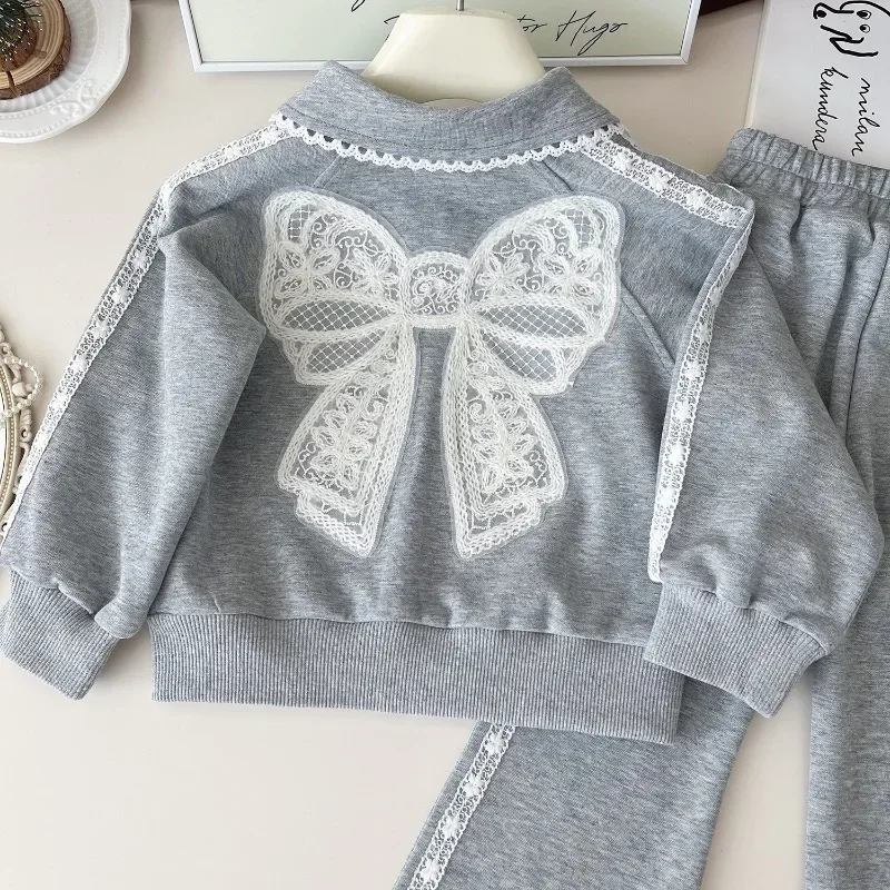 Girls Clothes Sets Autumn Spring Lace Sweatshirts+Pants Birthday Party Children Casual 2Pcs Suits Kids Girls Outfits Set 2-9Yrs