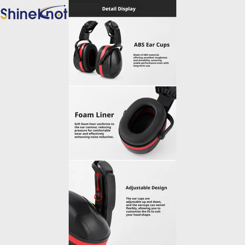 SHINEKNOT Construction Site Hanging Safety Helmet Noise Reducing Earmuffs Mining Sound Insulation Labor Protection Headset
