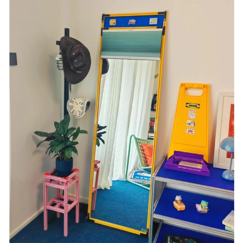 

Full body Color aluminum profile full-length Living room entrance fitting Design sense Home floor mirror Li