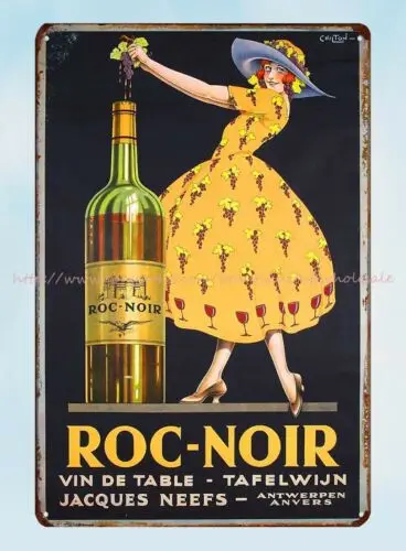 decorative reproductions Roc Noir vin de wine bar club metal tin sign