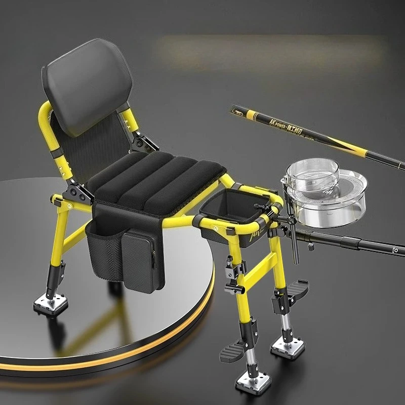 Knight Angler Chair- Multi-Functional All-Terrain Foldable Fishing Seat, Heavy-Duty Portable Stool for Quick-Lock Legs/Riverbank