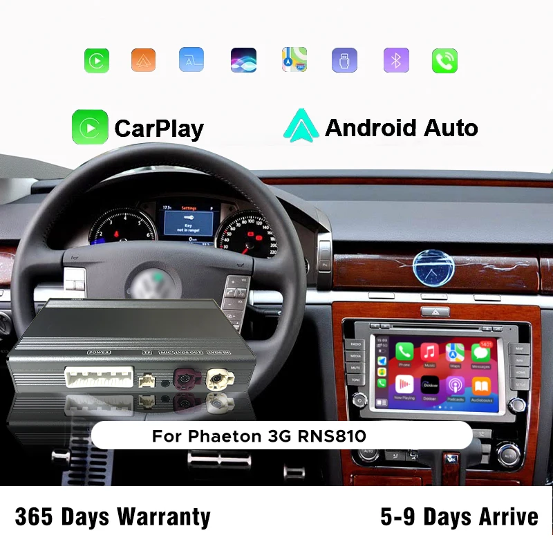 

Wireless Carplay Android Auto Adapter for VW Phaeton RNS810 2009-2015 Plug&Play Mirror Link AirPlay Navigation DVD OEM Controls