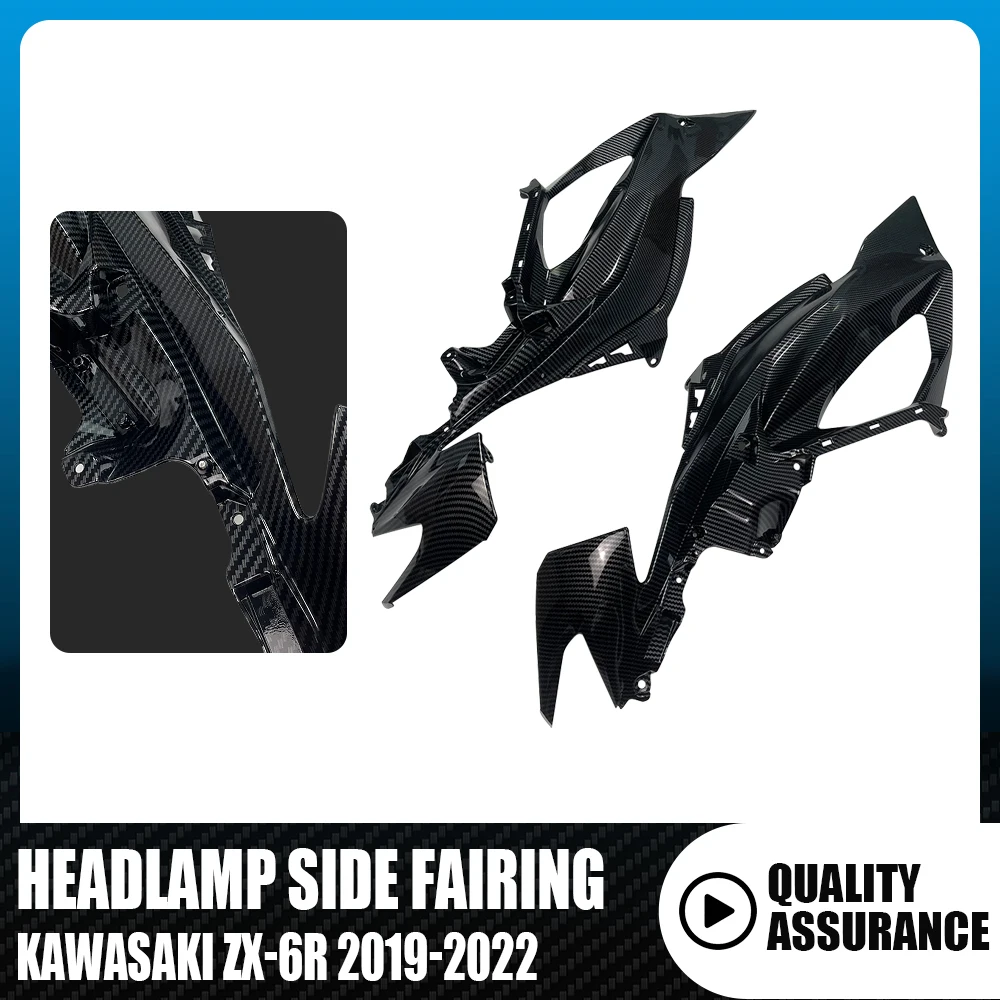 

Motorcycle Headlight Side Fairing Kit Head Side Cover For Kawasaki ZX-6R ZX6R ZX 6R 2019 2022 Motorcycle Headlamp Side Fairing