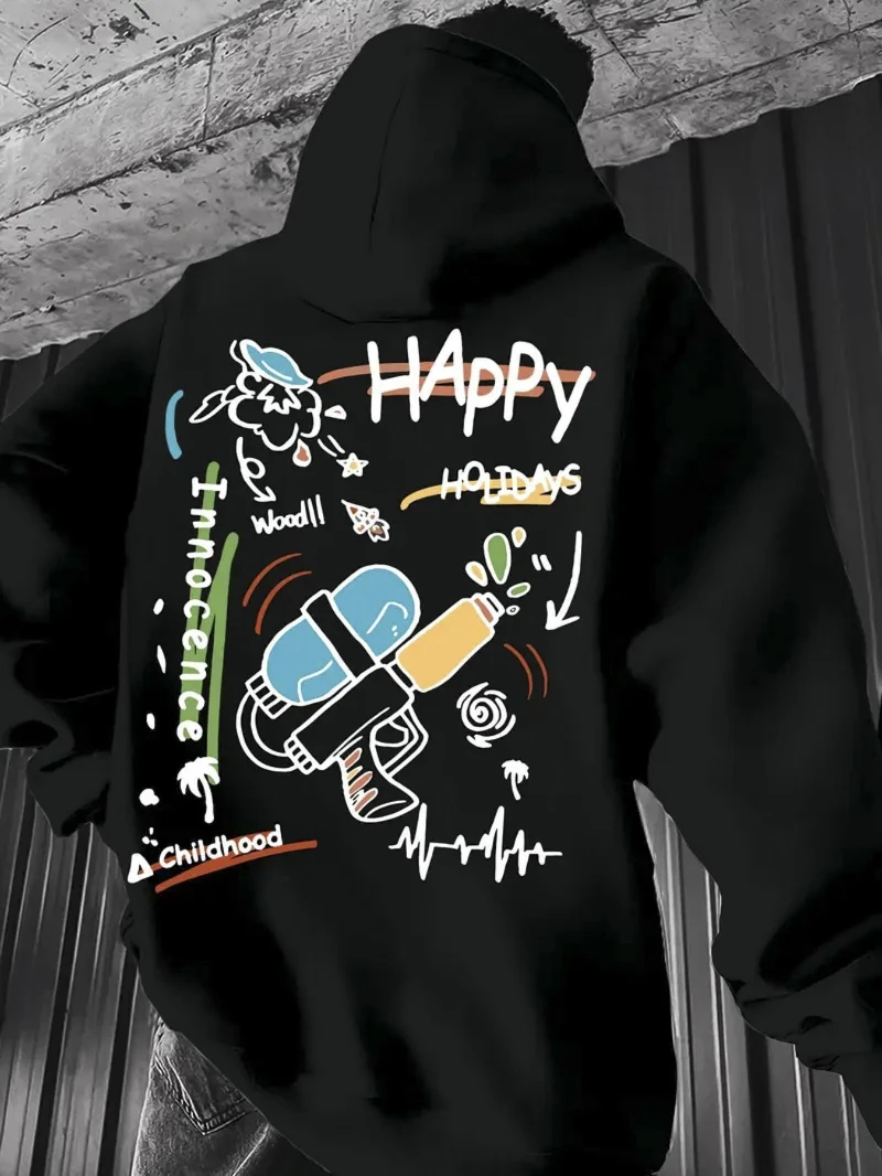 

2025 Autumn and Winter Men's Casual Geometric Print Hoodie _㎡ Polyester Loose Fit High-end Luxury Is for Both Men and Women Top