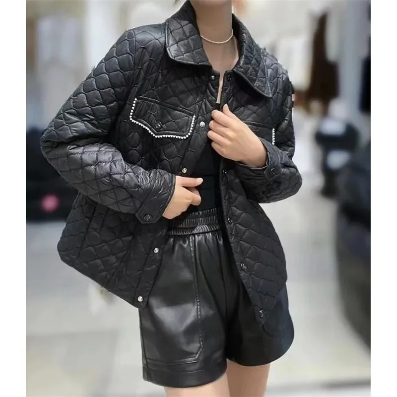 Star's Same White Short Fragrant Cotton Coat Women's Autumn And Winter Vintage Top 2025 Thick Blousers Spring Shirt