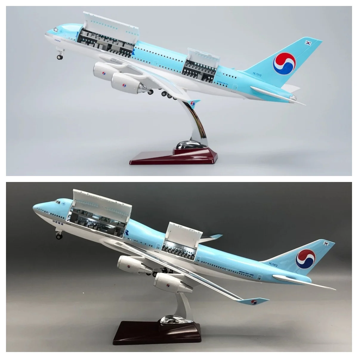 1/160 Scale Home Decorations Plane A380 Korean ASIANA Airline Model 47CM Diecast Resin Airplane W LED Light &Landing Gears Gift