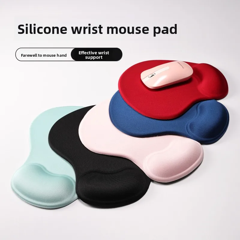 Simple Silicone Wrist Rest Mouse Pad Lycra Fabric Desk Mat for Office Gaming 9 Color Material Options