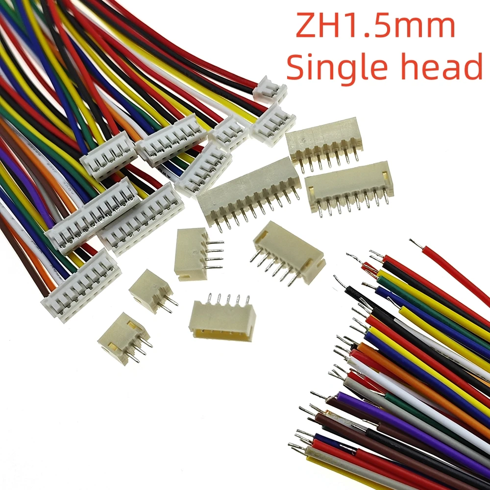 10PCS JST ZH1.5 ZH 1.5mm Wire Cable Connector 2/3/4/5/6/7/8/9/10/12 Pin 1.5MM Pitch Plug 10CM/20cm/30CM Wire Length 28AWG