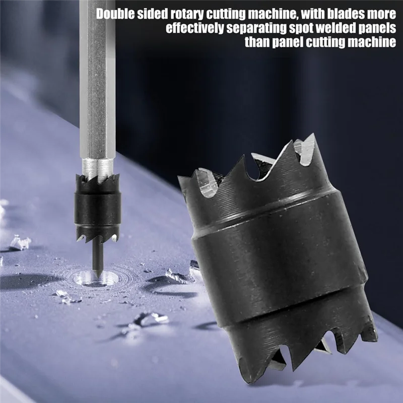 Set di taglierine per saldatura a punti AB13, confezione da 14, frese per fori per lamiera con codolo esagonale, punte da trapano HSS bifacciale da 3/8" per saldatura a punti