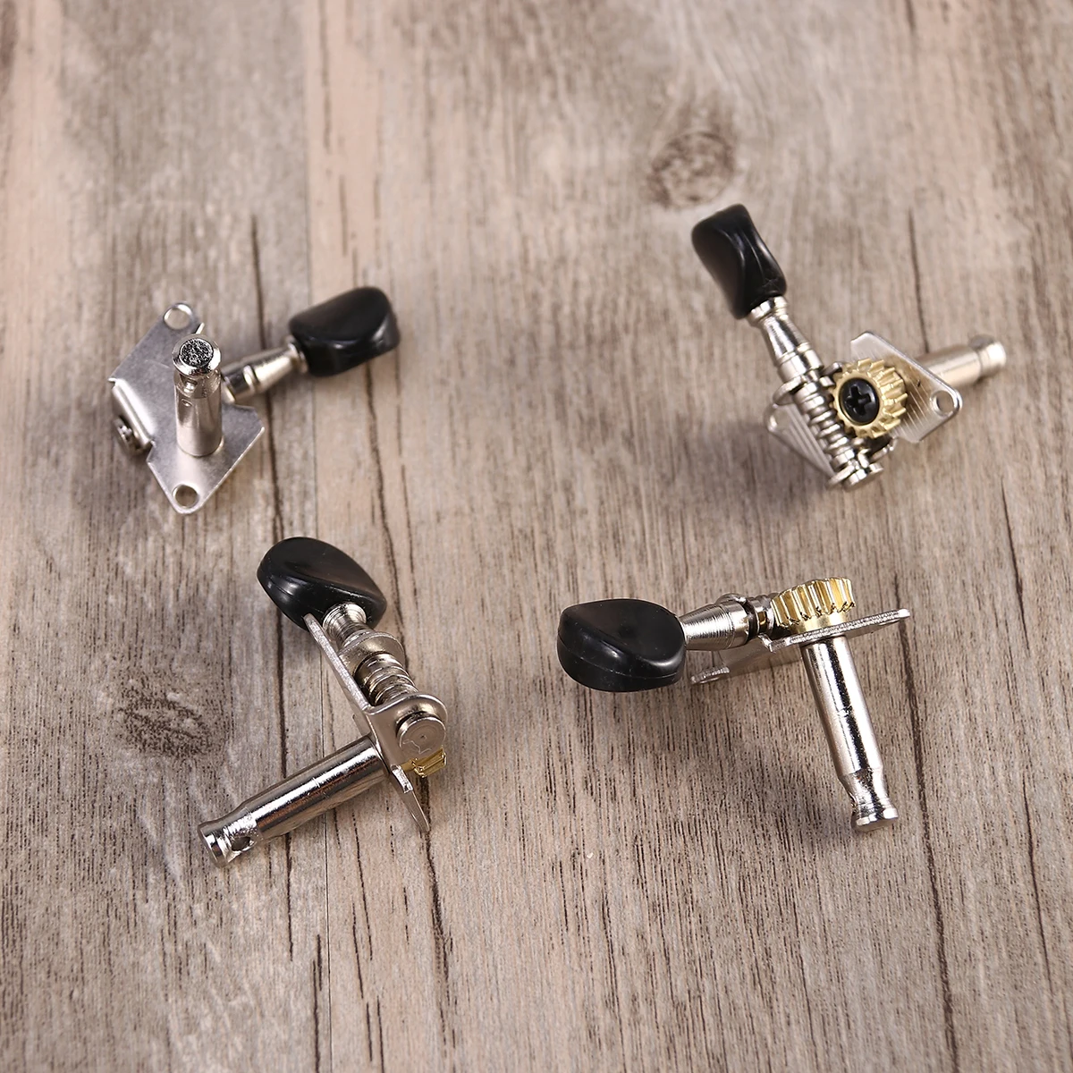 

4pcs 2R2L Ukulele Keys Tuning Pegs Machine Heads Tuners for Ukulele 4 String Guitar with Black Button