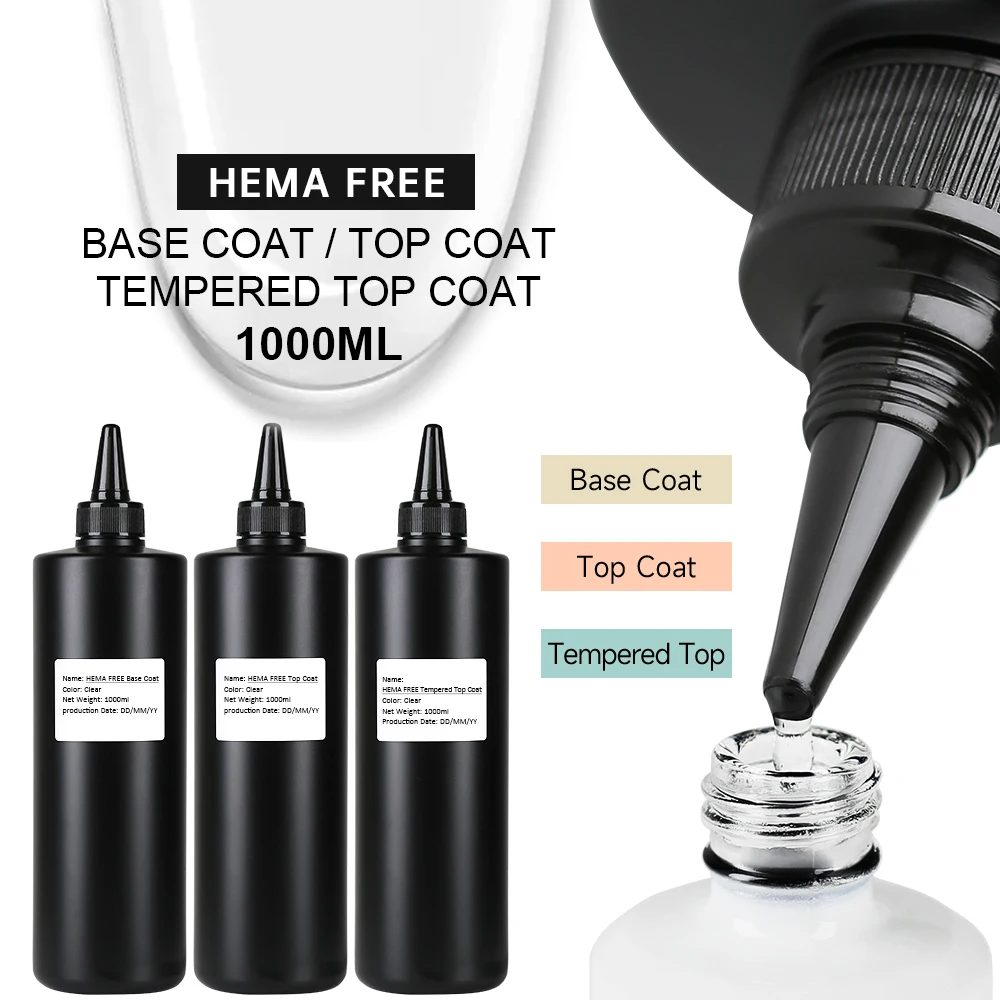 Arte Clavo 1000g Hema Base libera Gel Top Coat Opaco Top Coat Smalto gel Soak Off UV LED Gel Vernice Gel funzionale Nail Salon