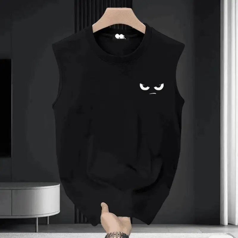 Men Loose Sleeveless Tank Top Trendy Casual Outerwear T Shirt Fashion Personality Male Stylish Cut