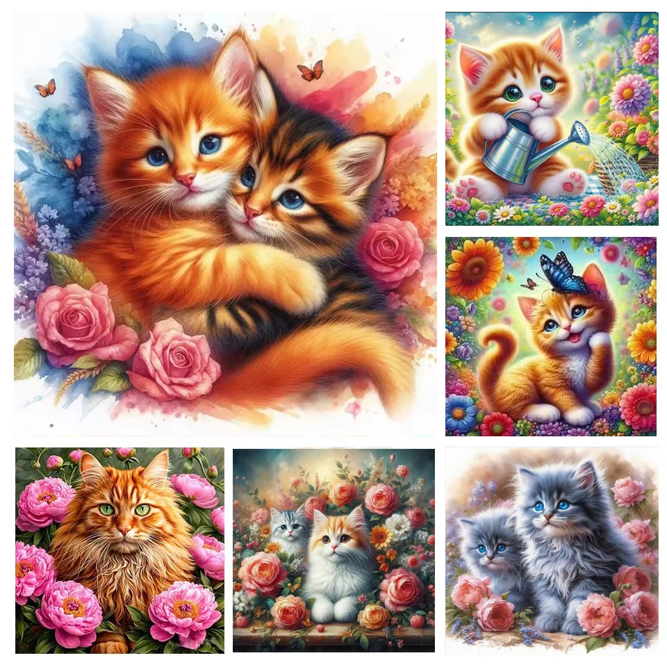 

Diy Diamond Painting Cute Cat Full 5D Diamond Art Embroidery Animal Craft Kit New Collection Mosaic Flower Home Decortions