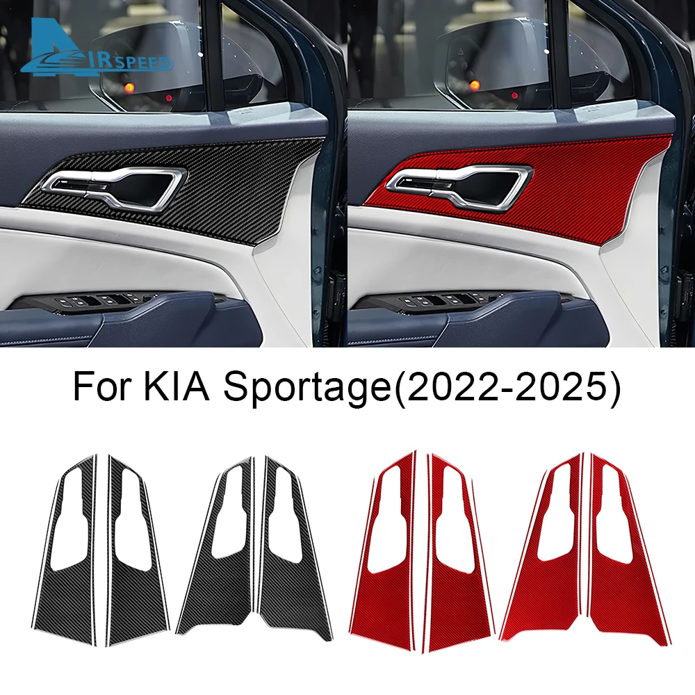 

Настоящая мягкая наклейка из углеродного волокна для Kia Sportage 2022 2023 2024 2025 LHD RHD, дверная ручка автомобиля, чаша, отделка панели, аксессуары для интерьера