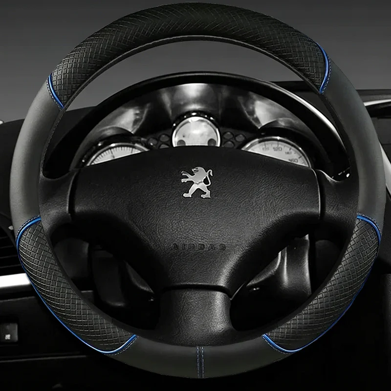38cm Car Steering Wheel Cover For Peugeot 106 107 108 206 207 208 301 307 308 406 407 408 508 607 3008 4008 5008 GT RCZ Rifter