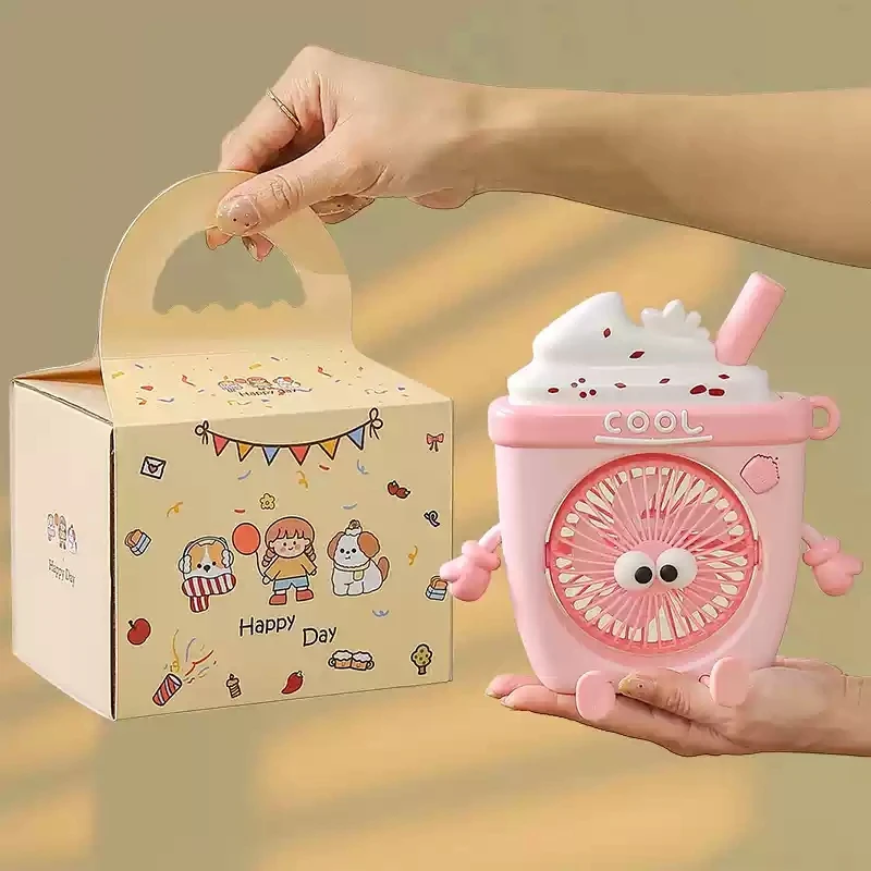 

Usb Student Handheld Small Fancute Ice Cream Usb Charging Portable Multifunctional Desktop Fan Handheld Practical Birthday Gift