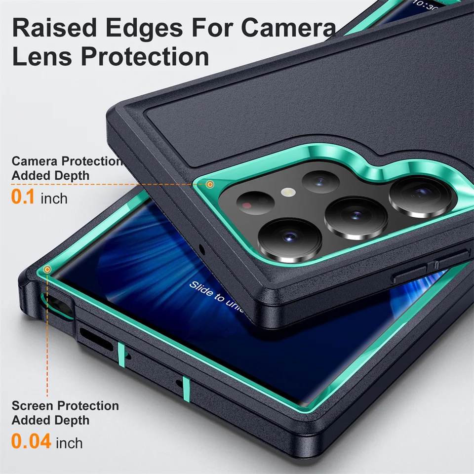 Funda blindada militar a prueba de golpes para Samsung S26 Ultra S24 Plus S23 FE S22 S21 S20 S25 Ultra, PC duro + TPU con soporte trasero 2