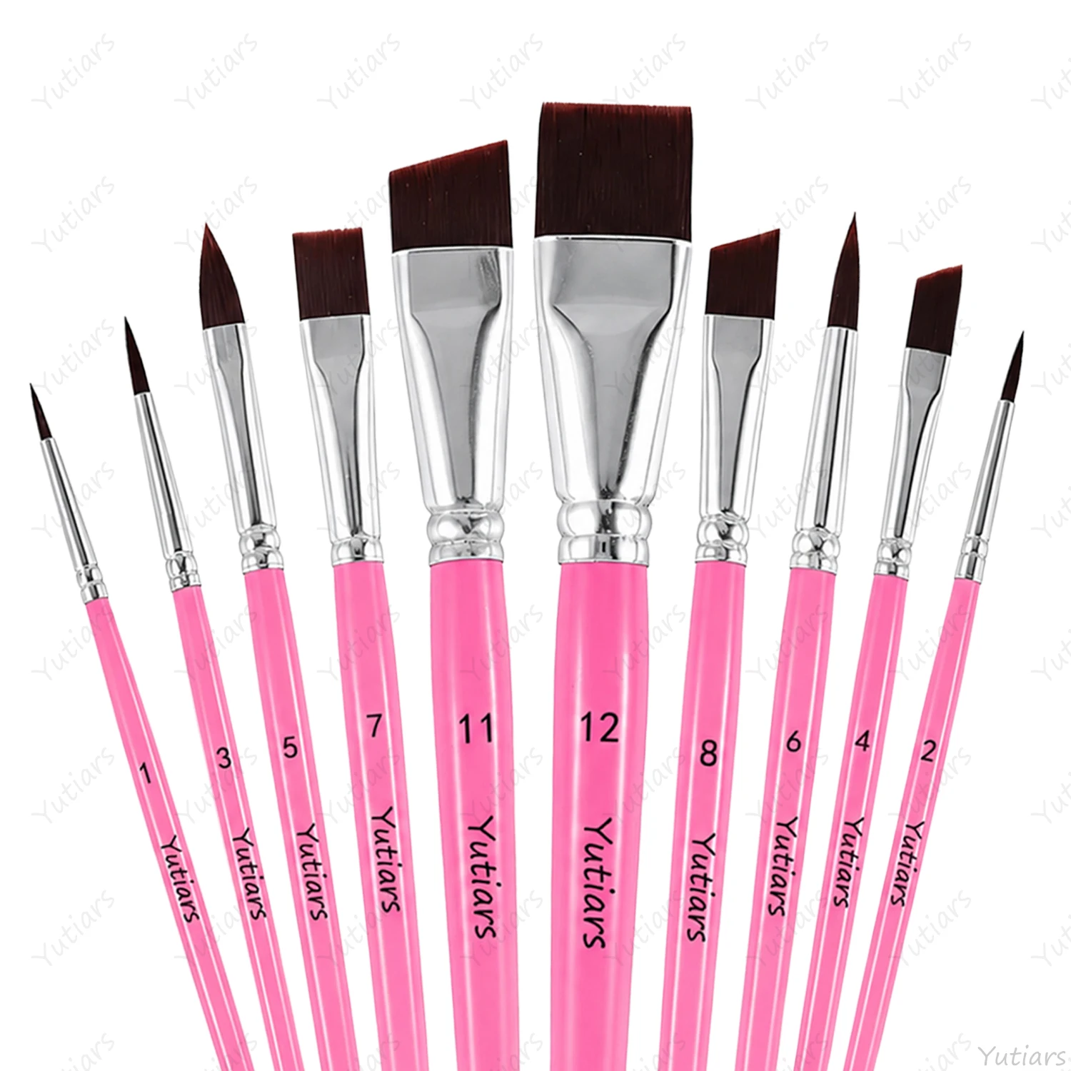 Beauty Makeup Drawing - 10Pcs Pink Face Painting Brush Set