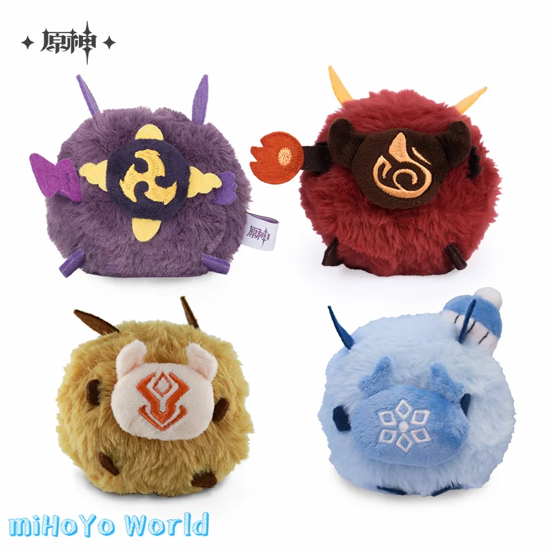 MiHoYo Plush Accessories Game Genshin Impact Cosplay Soft Pendant Hilichurl Keychains Ice Thunder Fire Elements Christmas Gifts