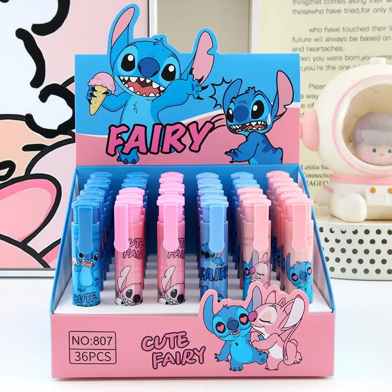 Gomme de dessin animé Disney Stitch pour enfants, gommes à puce de presse en forme de stylo Kawaii, fournitures scolaires pour étudiants, cadeaux créatifs, 2024