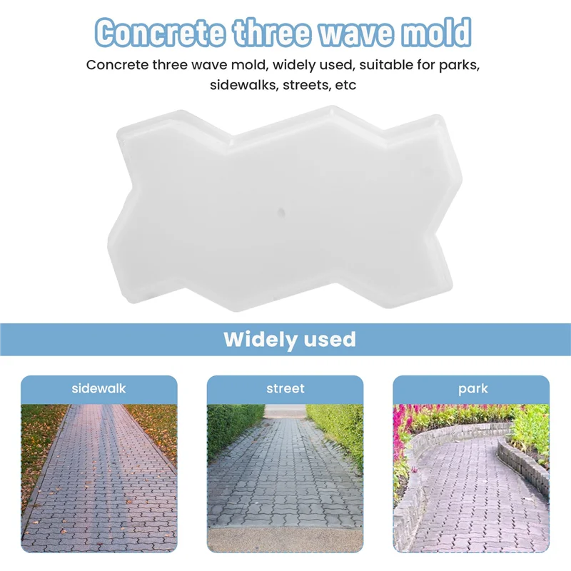 

A93Z Three Waveform Garden Path Plastic Concrete Paving Brick Mold Diy Walkway Cement Brick Mold