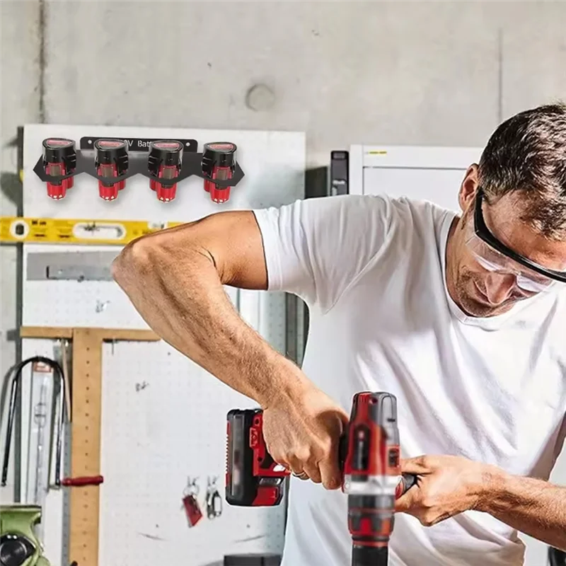 AT05-حامل بطارية معدني لـ M12 بطارية ليثيوم جدار جبل أداة قوس تحديد أجهزة رف البطارية مع 4 فتحات #1