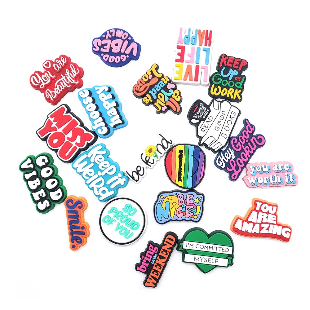 Cartoon Cute Versatile Inspirational Phrases DIY Decorative Buckle Shoe Charms Accessories for Crocs Sandals Y2k Fashion Toys