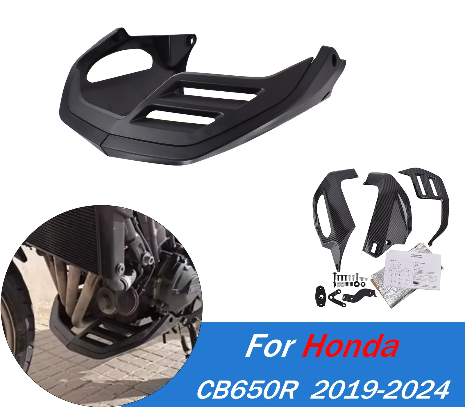 

Для Honda CB650R (включая CB 650R/CB650 R) 2019-2024- нижняя часть двигателя мотоцикла, поддон, спойлер, обтекатель