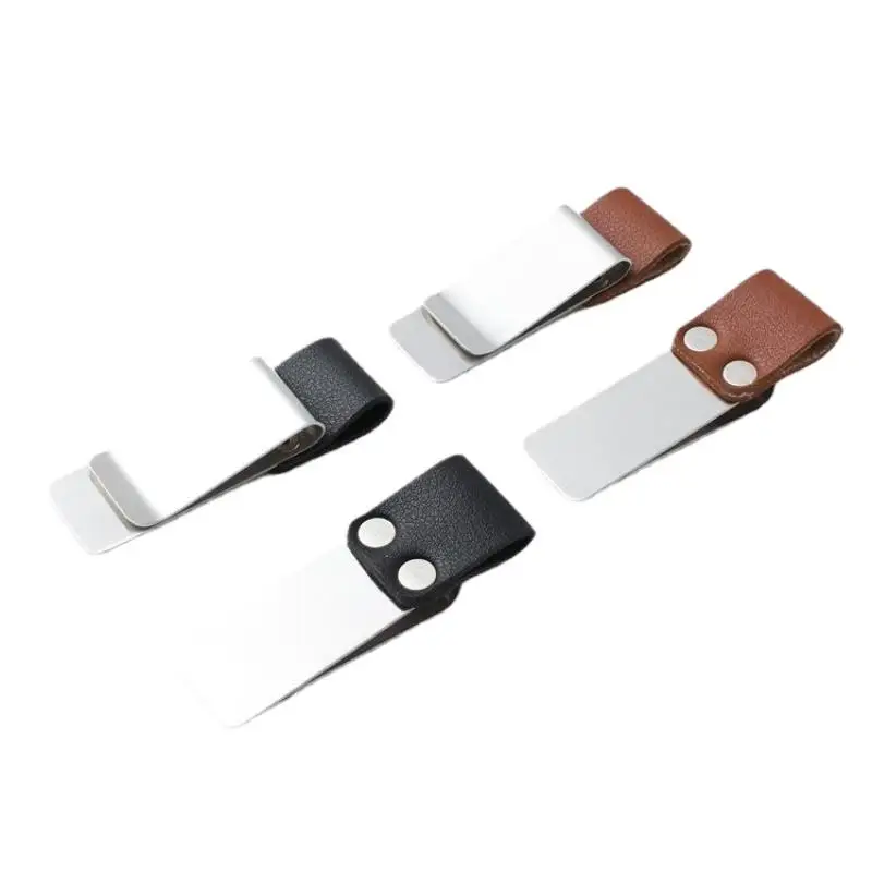 New Handmade Leather Brass Stainless Steel Pen Holder Clip Journal Notebook Paper Folder Writing Office Supplies