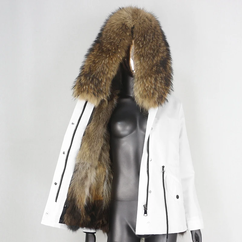 FURYOURSELF-Parka impermeável para mulheres, casaco de pele de raposa real, colarinho de guaxinim natural, casaco de inverno quente, casacos removíveis, 2023