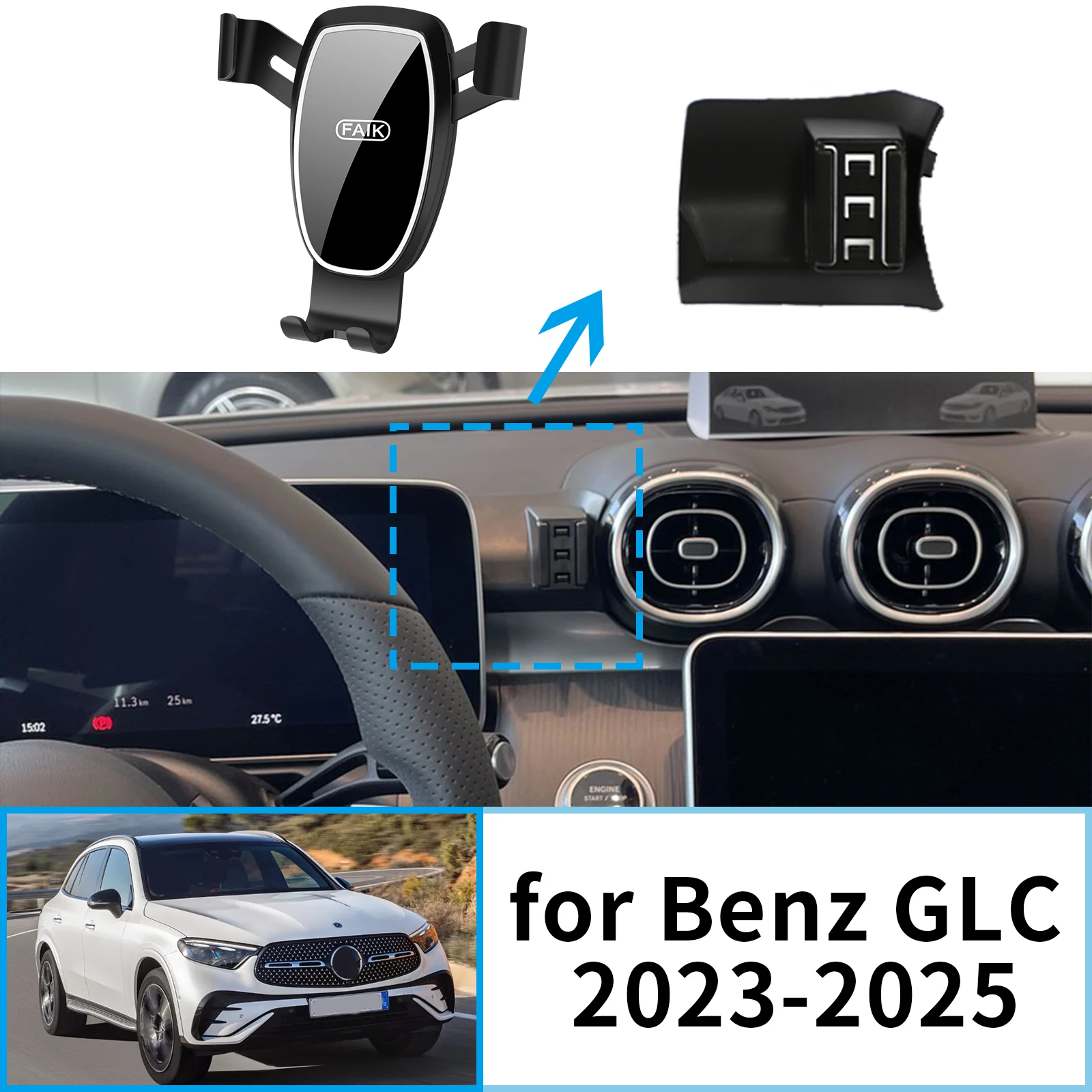 

Car Mobile Phone Holder for Mercedes-Benz GLC C 200 260 300 2023 2024 2025 X254 GPS Bracket Accessories Navigation Stand Auto
