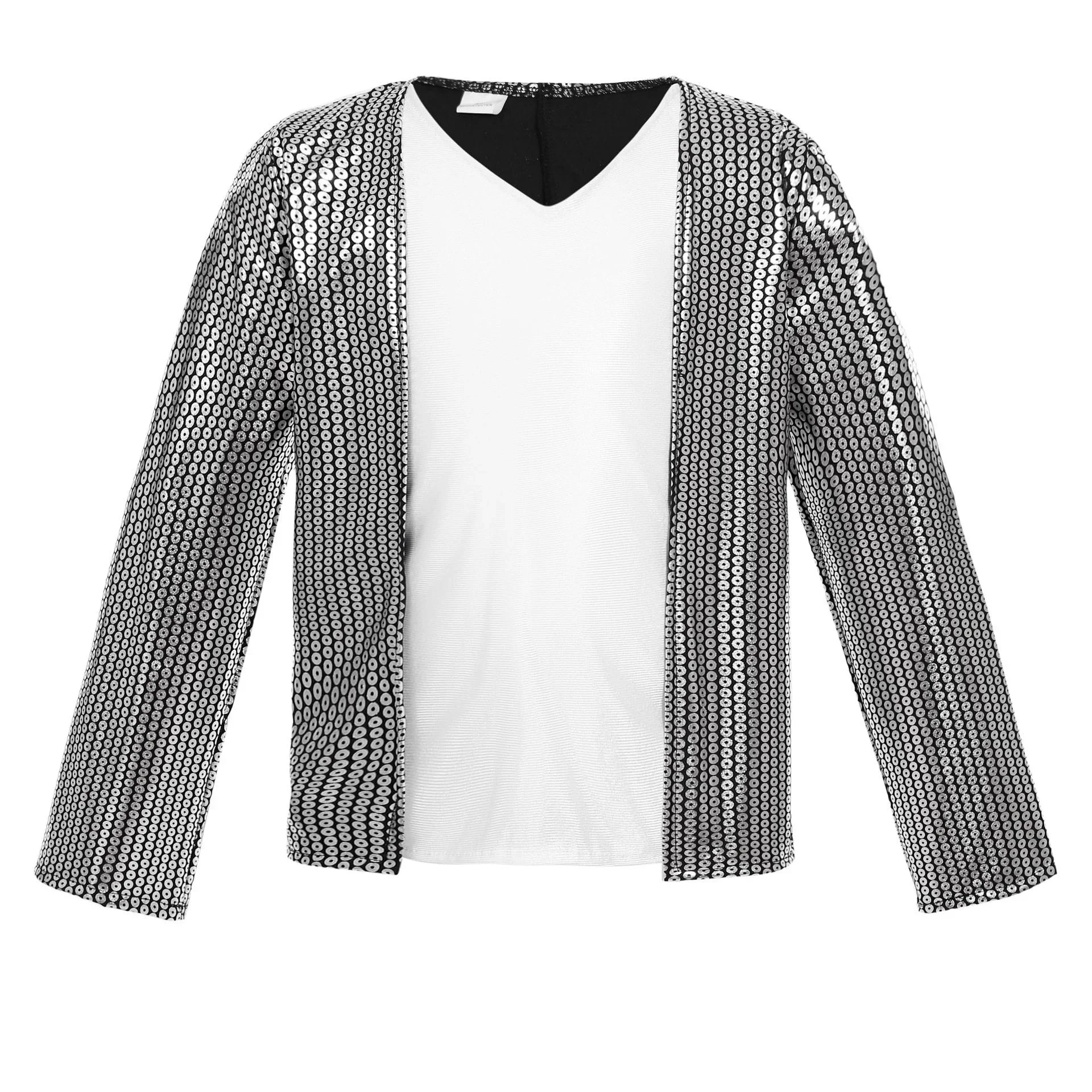 Jungen Promi-Cosplay-Kostüm-Set Pailletten-Jacke und Hose mit Accessoires Kinder Karneval Geburtstag Hip-Hop Auftritts-Outfit – Detail 8