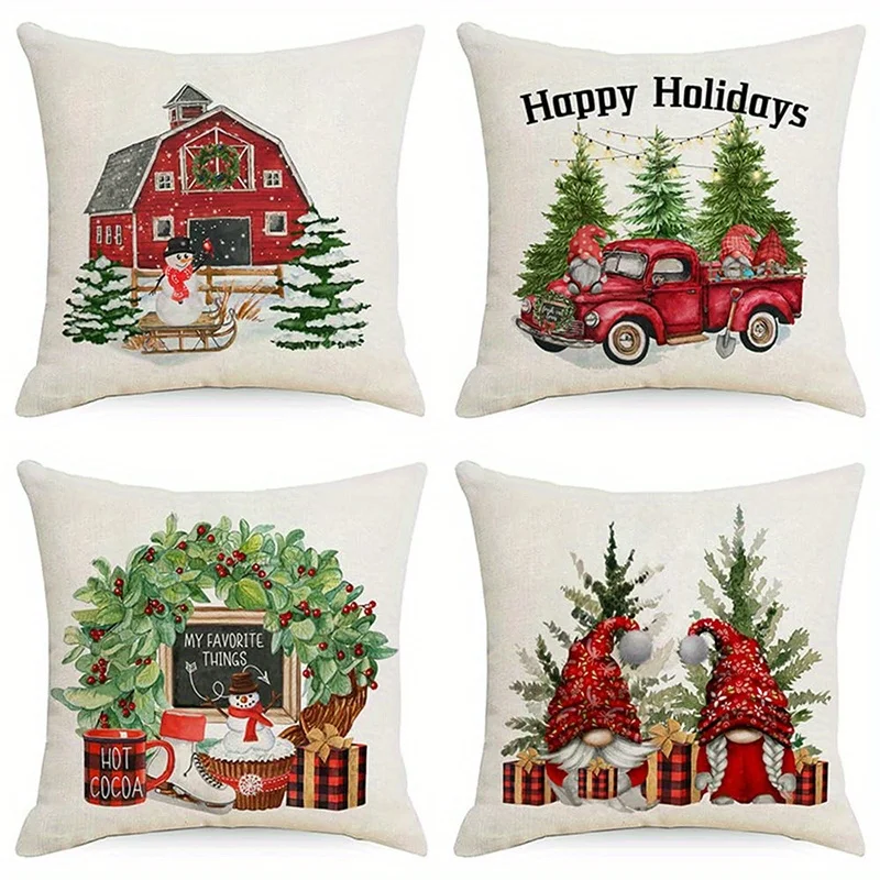 Short plush material pillowcaseHome Decor Festive Christmas Gnome & Farmhouse Designs Pattern Cushion Cover Suitable for Sofa Be