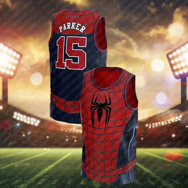 Neue 2024 Parker No15 Spider-Man Basketball Edition Weste Fans Kit Special Edition Trikot Kinder