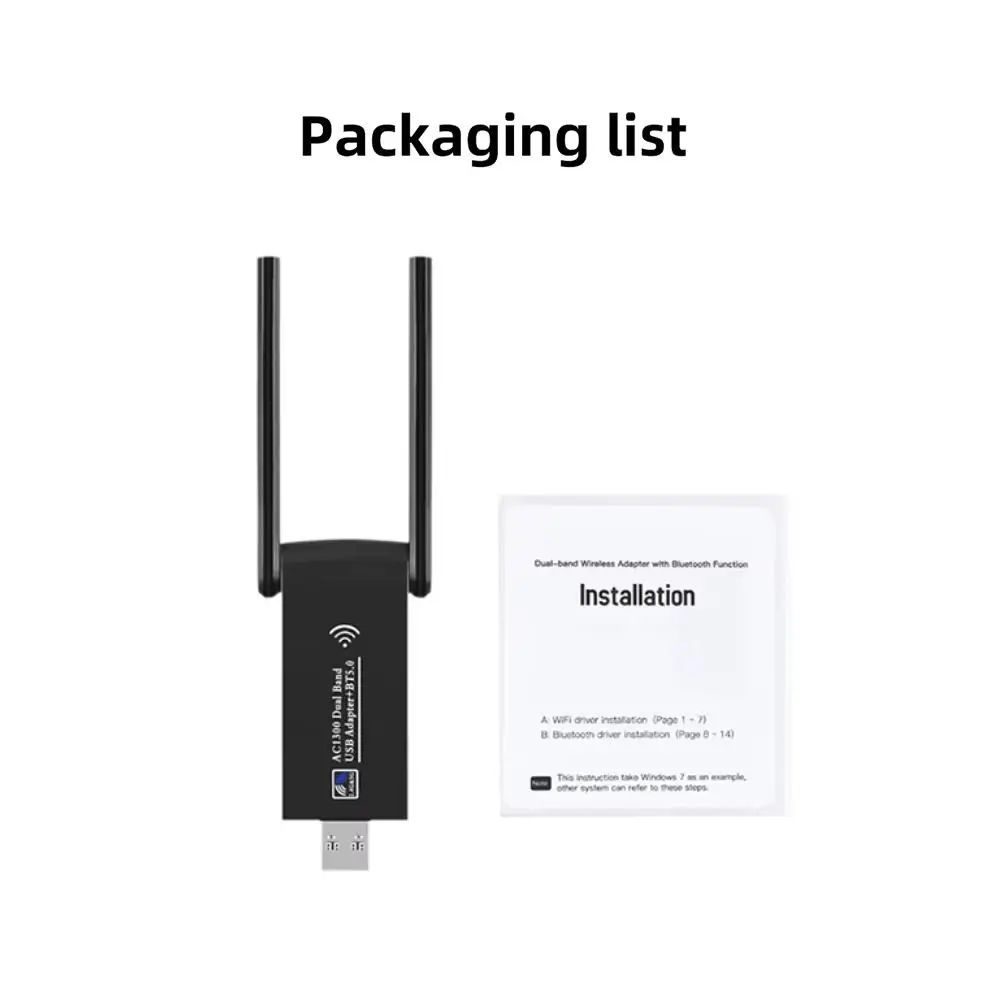 Dual Band WiFi USB Adapter 2 Antenna Design 2.4G/5Ghz 1300Mbps WiFi Dongle Powerful Driver Free Wireless Network Card