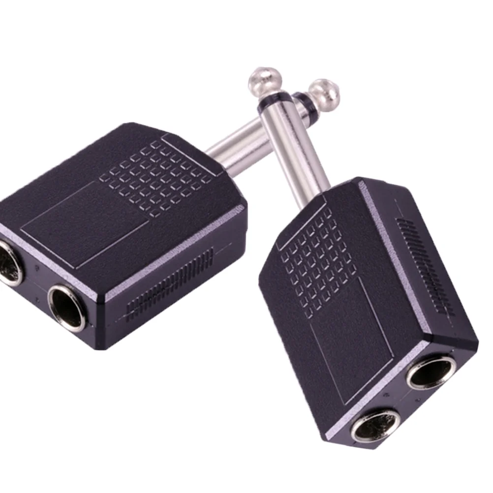 

2pcs Male to Female 635mm Double Mono Headphone Microphone Y Splitter Converter 1/4 Inch Stereo Audio Jack Plug Adapter (As Sho