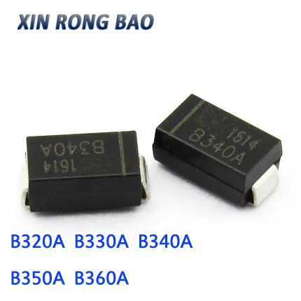 50PCS B340A 3.0A B340 B320A B330A B350A B360A SMA DO-214AC SURFACE MOUNT SCHOTTKY BARRIER RECTIFIER