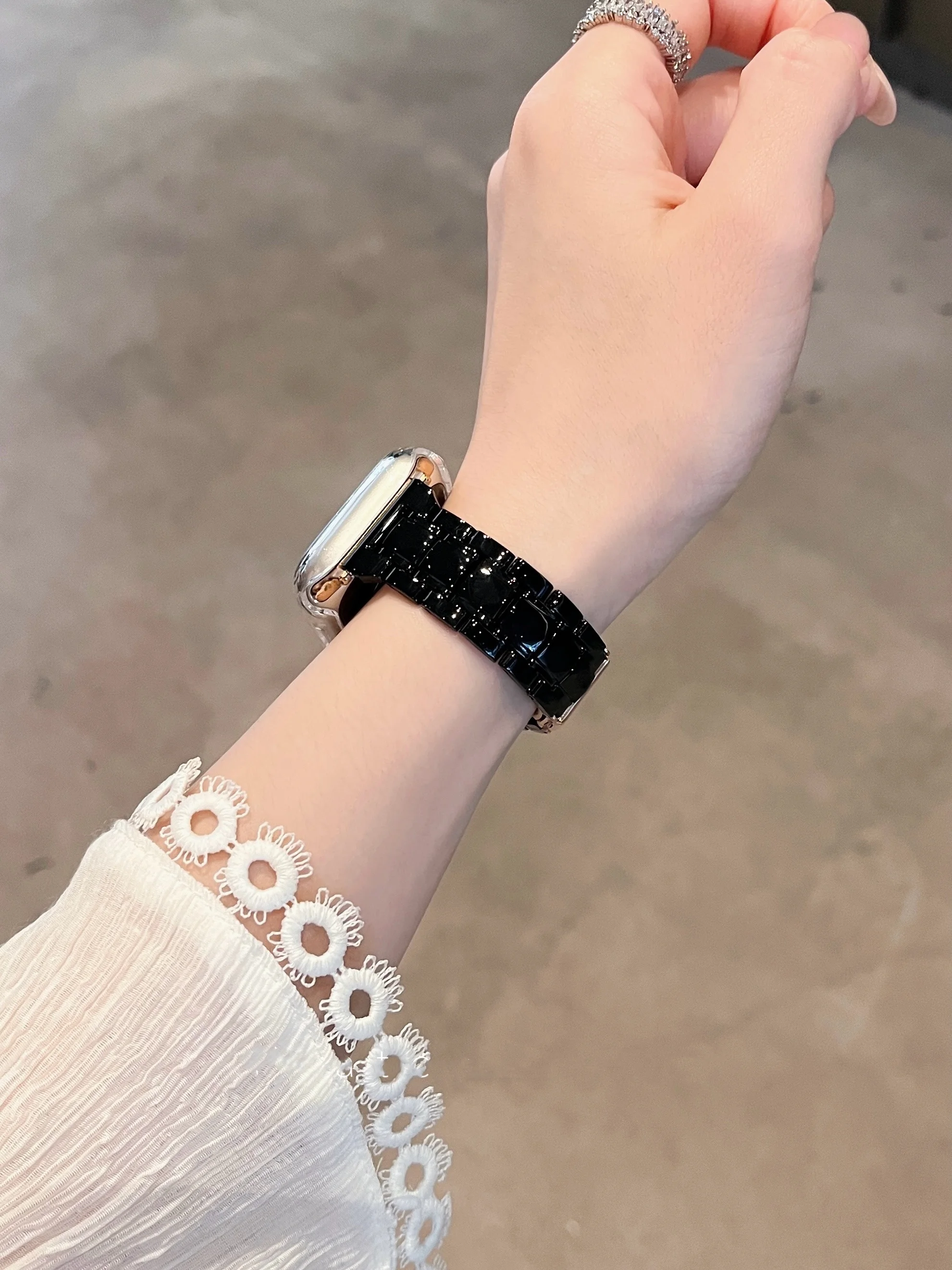 Transparentes Armband für Apple Watch 44mm 45 46 49 38 40 41 42mm Buntes Armband für iWatch Series 12 11 10 9 8 7 6 5 4 SE – Detail 39