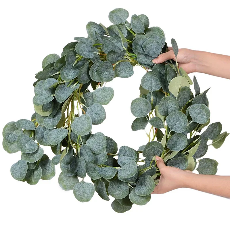 Artificial Eucalyptus Leaf Vine Wedding Decoration Hanging Greenery Leaves Fake Plants Vine for Wedding Arch Garden Home Decor