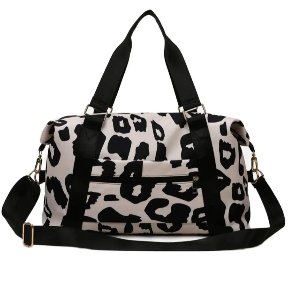 

Oxford Leopard Print Duffle Bag Multi-functional Underarm Bag Fitness Shoulder Bag Large Capacity Tote Bag Luggage Handbag Girl