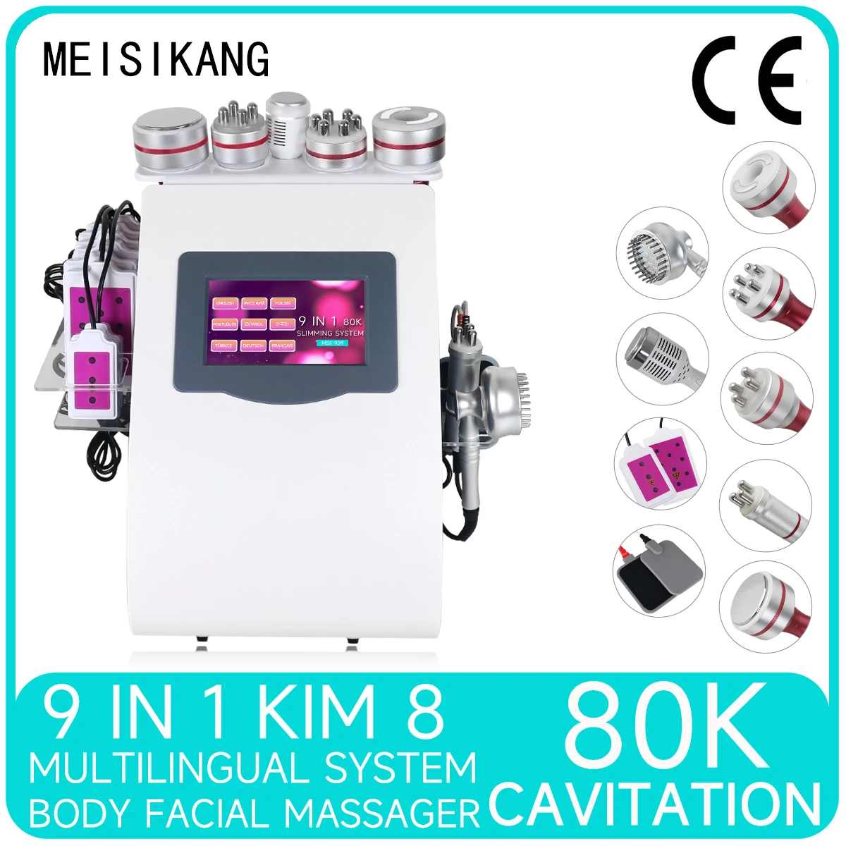 

MEISIKANG RF 80K кавитационная машина Kim8 9 в 1, ультразвуковое устройство для подтяжки кожи лица, подтяжки кожи лица, массажер для коррекции фигуры рф лифтинг аппарат 80 К аппарат kim 8 аппарат рф лифтинга ким аппара