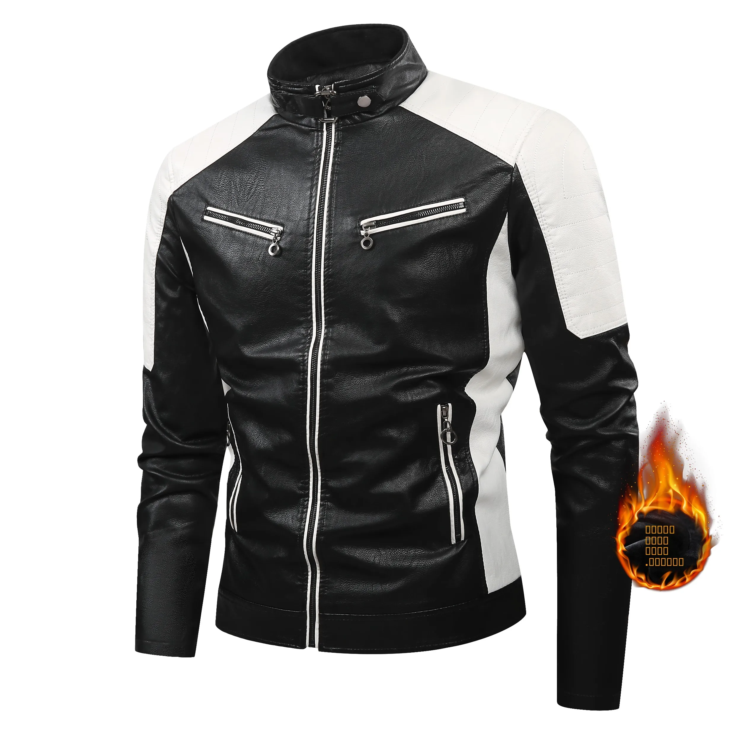 

Мужская кожаная куртка Fce с подкладкой, городской стиль, водонепроницаемая, ветрозащитная, на молнии, удлиненная, стандартный крой, из искусственной кожи