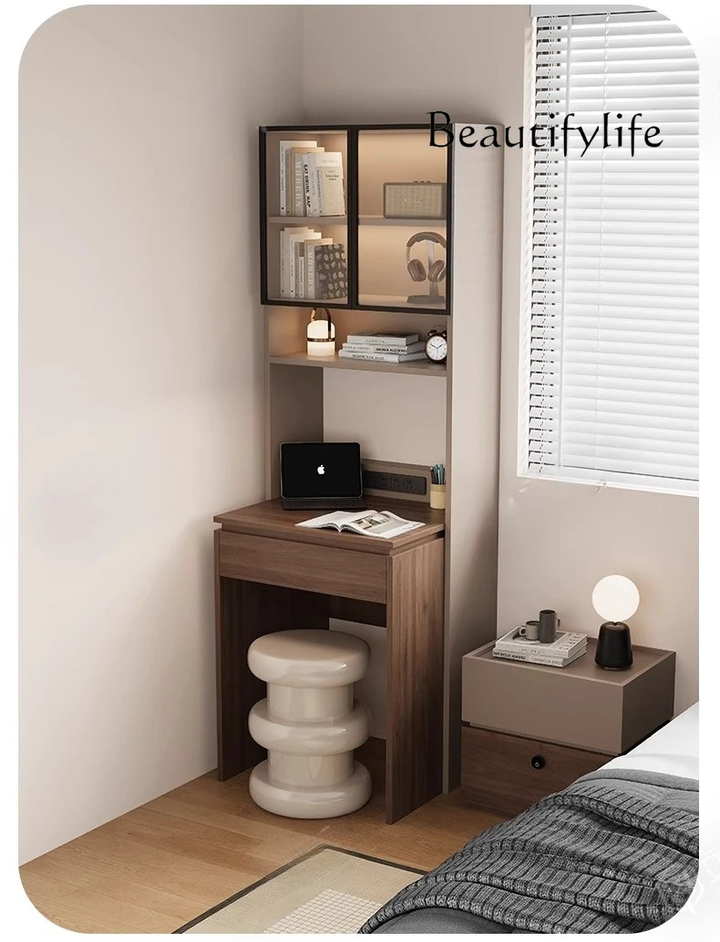 Italian minimalist ultra-narrow desk bookcase integrated small apartment with drawers bedroom study table bedside single compute