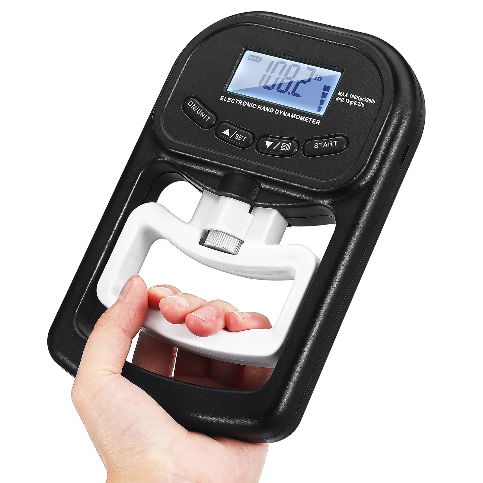 

Rechargeable Hand Tester 180kg Black JX180 Grip Strength Tester Digital Dynamometer for Strength Training Fitness
