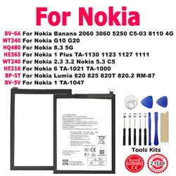 BV-6A WT340 HQ480 HE365 WT240 HE316 BP-5T Battery For Nokia Banana Lumia 1 2.3 3.2 5.3 C5 6 8.3 G10 G20 820 820.2 820T 2060 Plus