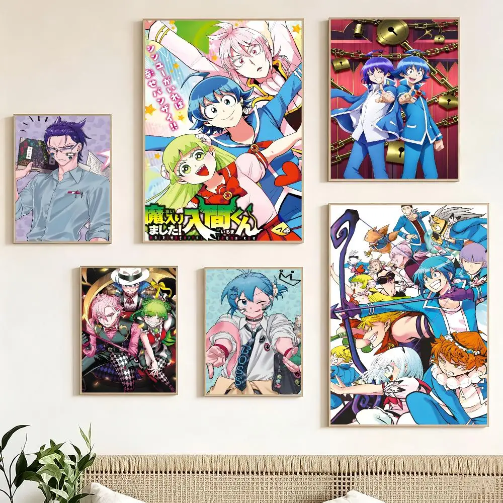 W-Welcome to Demon School Iruma kun Anime Poster Pegatina artistica HD autoadhesiva impermeable para salon dormitorio